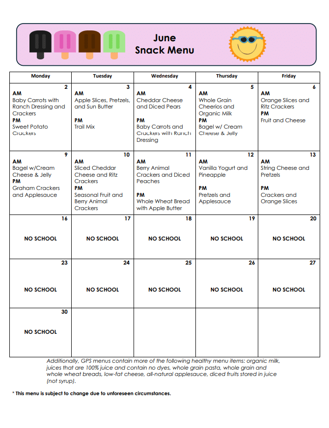 Snack Menu
