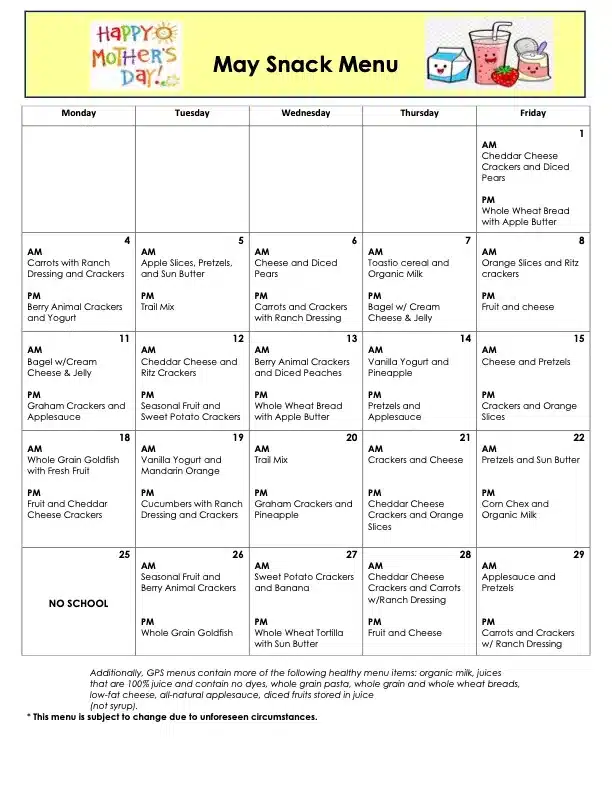 Snack Menu